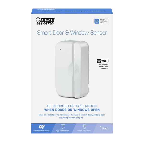 Feit Electric Battery Powered Indoor White Door and Window Sensor MOT/DOORWIFIBAT